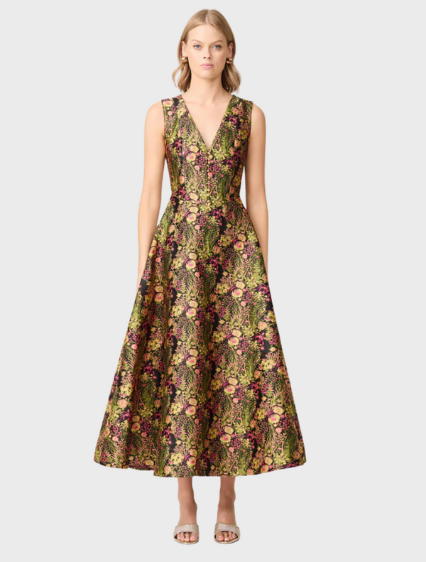 Cindy Gown - Black Floral Multi