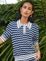 Make Knit Happen Top - Navy/White Stripe