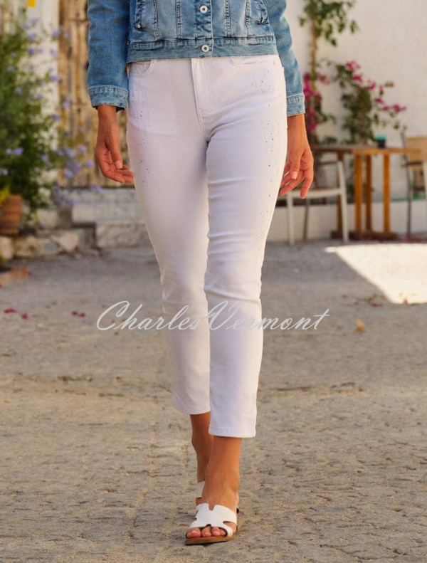 White is White' Ankle Grazer Slim Leg Jean with Stud Detail -  25194