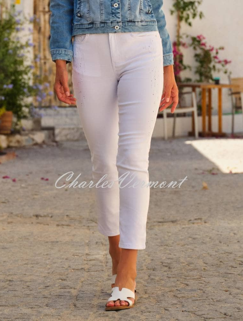 White is White' Ankle Grazer Slim Leg Jean with Stud Detail -  25194