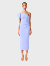 Olenna Puff Sleeve Midi Dress - Blue