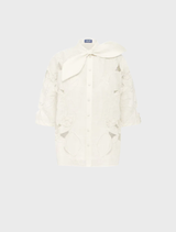 Brooklyn Applique Bow Puff Sleeve Top - Snow