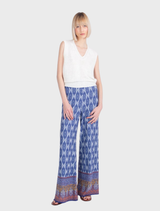 Jacquard Pants, Mediterranean Motif - Navy Blue