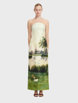 Ava Jacquard Bustier Maxi Dress - Serene Print