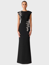 Veda Boatneck Sequin Gown - Black