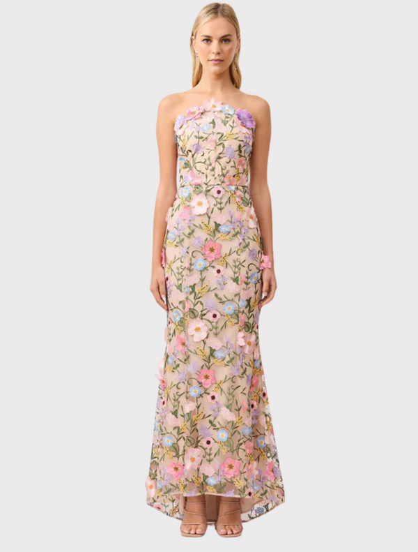Nydia 3D Floral Gown - Multi Floral