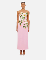 Rayna Appliqué Floral Bustier Maxi Dress - Camelia Print