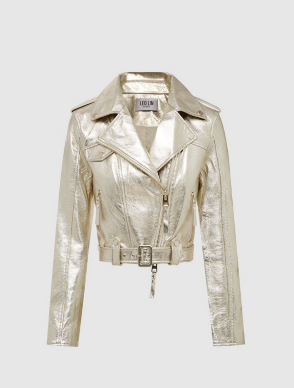 Bowie Leather Jacket - Gold