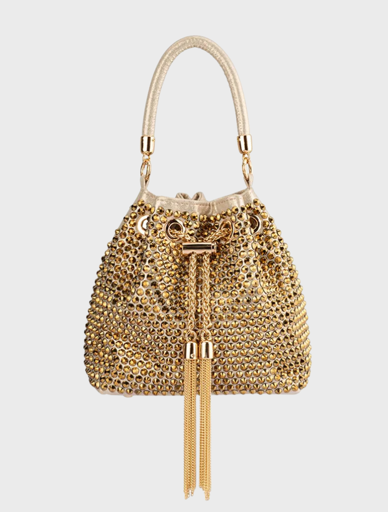 Santorini Studded Hotfix Pouch - Gold
