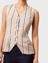 Grace Linen Vest - Cruise Stripe