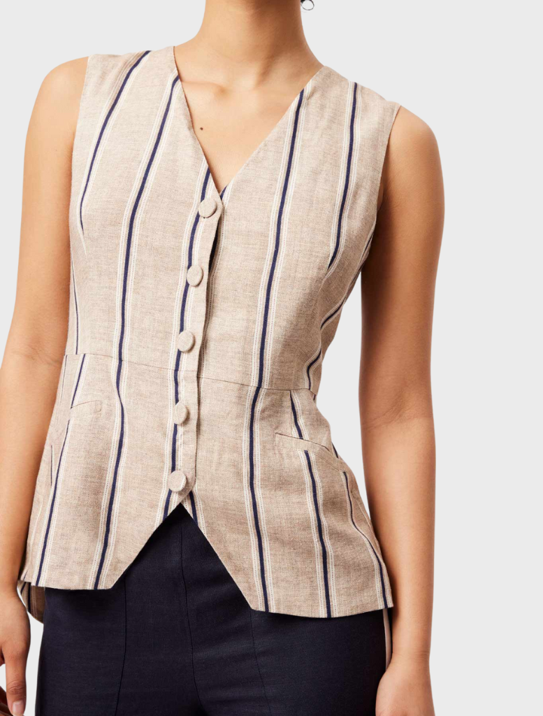 Grace Linen Vest - Cruise Stripe