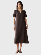 Long Line Bib Dress - Chocolate