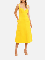 Calla V- Wire Midi Dress - Yellow