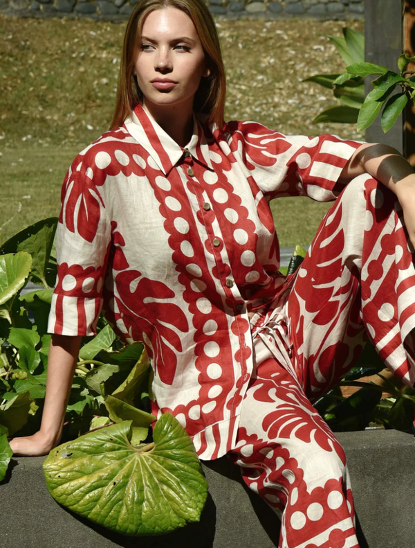 In The Know Top - Red/Natural