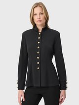 Mandarin Collar Formal Shirt - Black