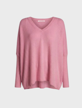 Camille V Neck Sweater - Dragon Fruit