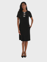 Knee-length Shift Dress - Black