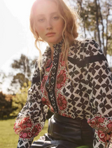 Astrid Cotton Silk Placement Contrast Panel Shirt - Country Tapestry