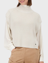 Stand-up Collar Knitwear - Almond