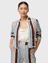 Delray Reversible Printed Linen Jacket - Nautilus Bloom / Iridescent Stripe