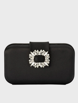 Emmy Crystal Trim Clutch - Black