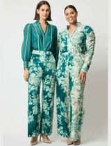 Dynasty Linen Viscose Pant  - Jade Floral