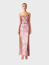 Alissa Sequin Strapless Gown - Pink