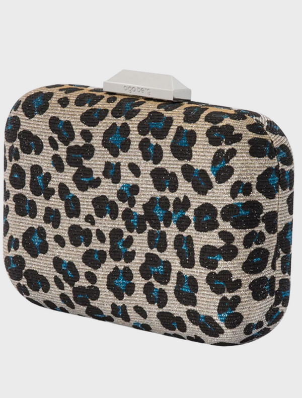 Jayne Leopard Print Clutch - Blue