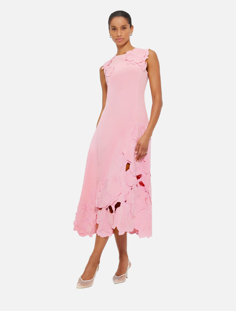 Cleo Applique Midi Dress - Flamingo