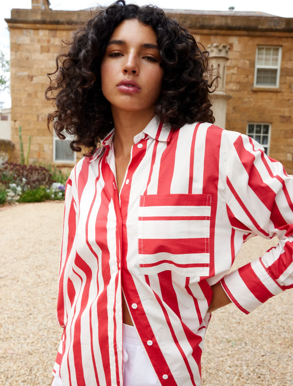Buddy Shirt - Ruby Antique Stripe