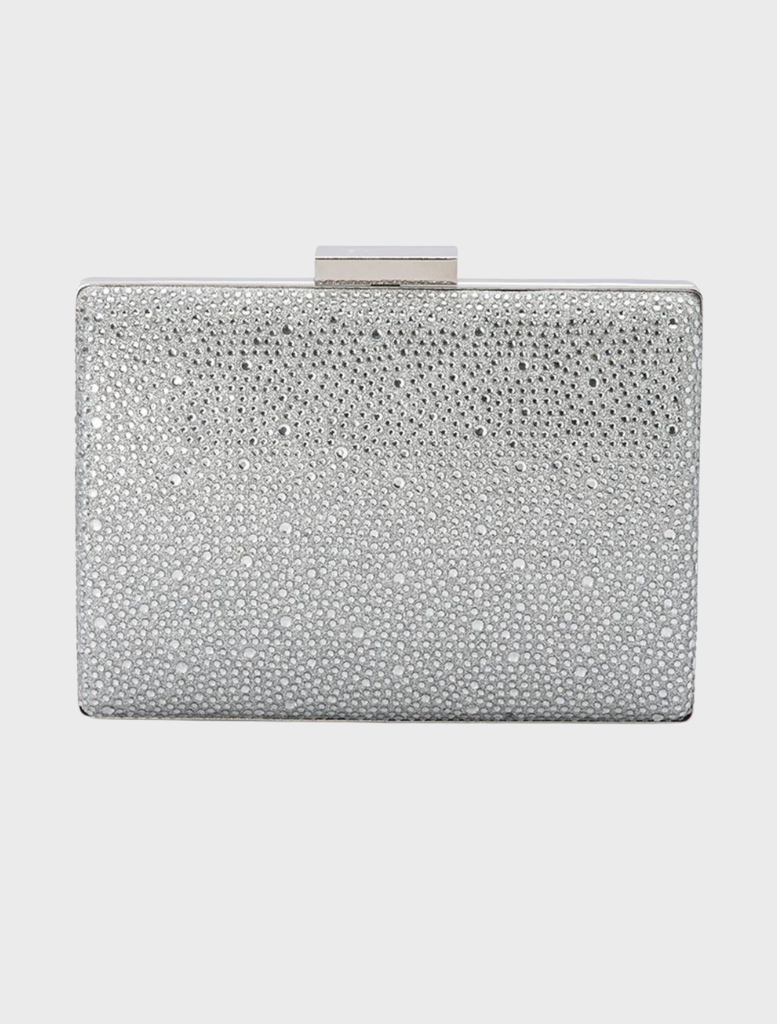 Gabby Metallic Hot Fix Clutch - Silver