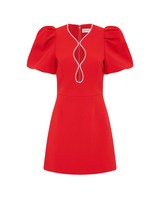 Karina Puff Sleeve Mini Dress -Red