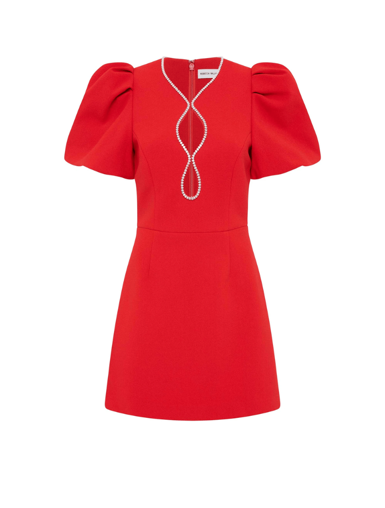 Karina Puff Sleeve Mini Dress -Red