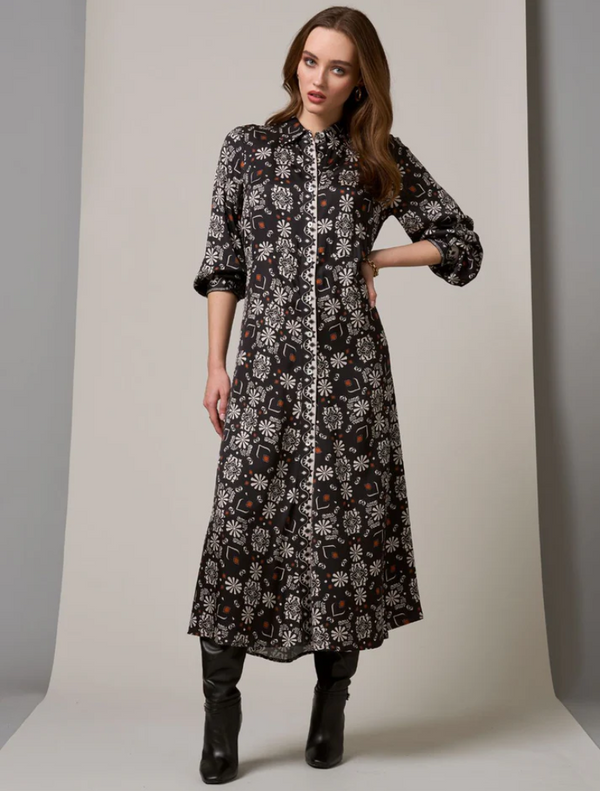 Theodora Dress - Black Multi