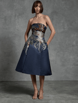 Autumn Strapless Dress - Navy-Floral