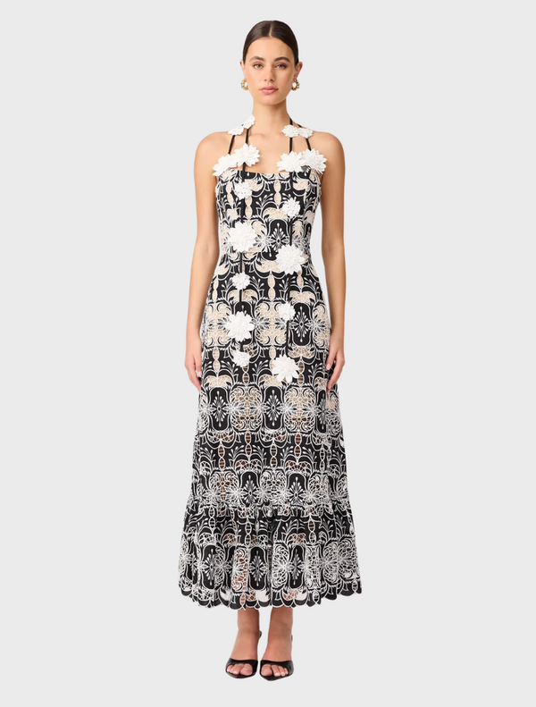 Jolie Midi Dress - Black/White
