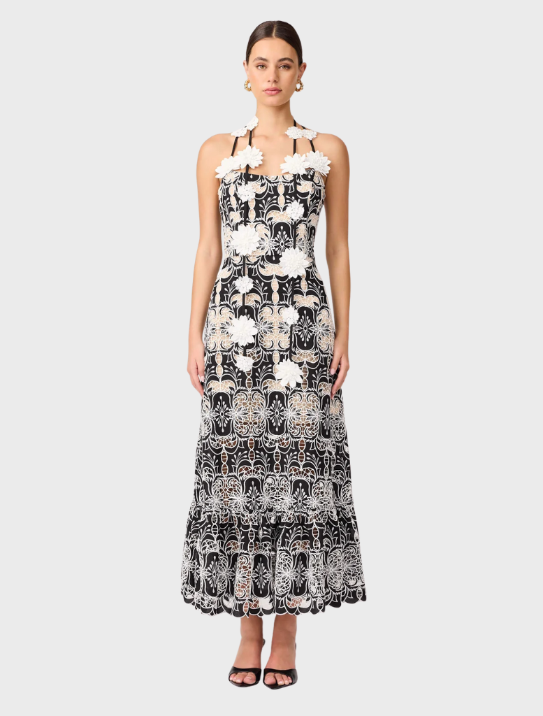Jolie Midi Dress - Black/White