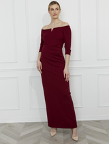 Off-shoulder Maxi Bodycon Dress - Burgundy