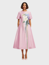 Caroline Short Sleeve Midi Dress -  Pastel Pink