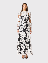 Bloomnoir Long Sleeve Maxi Dress - Black & White