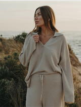 Winter Retreat Collar Pullover - Wheat