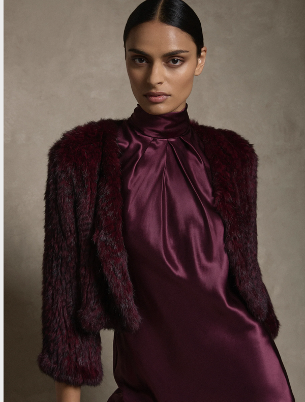 Fur Bolero - Burgundy