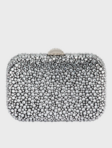 Casey Hot Fix Encrusted Clutch - Black Silver