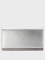 Maddie Metallic Embossed Foldover Clutch - Silver