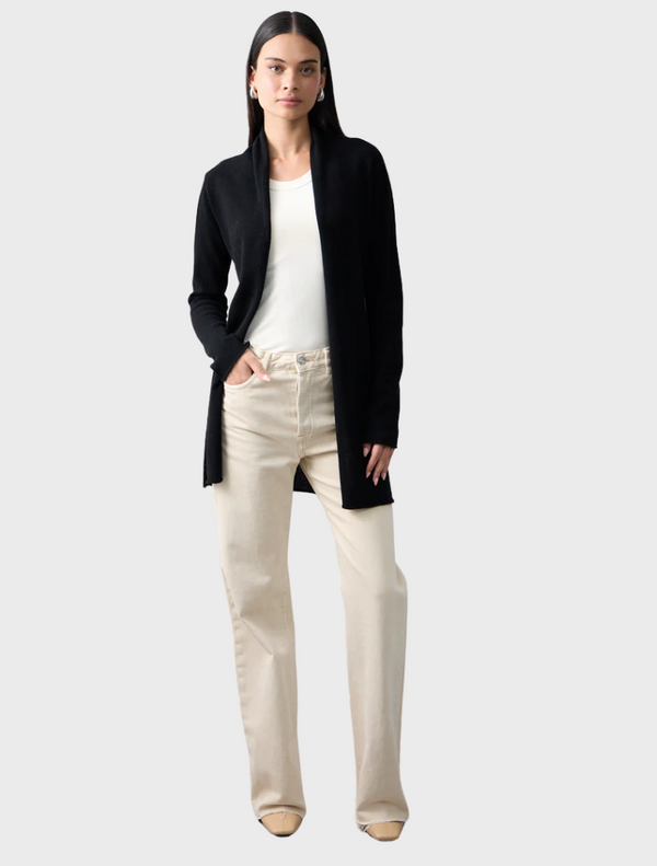 Pure Essentials Soft Roll Cardigan - Jet Black