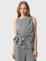 Gingham Tie Waist Sleeveless Top - Black/White