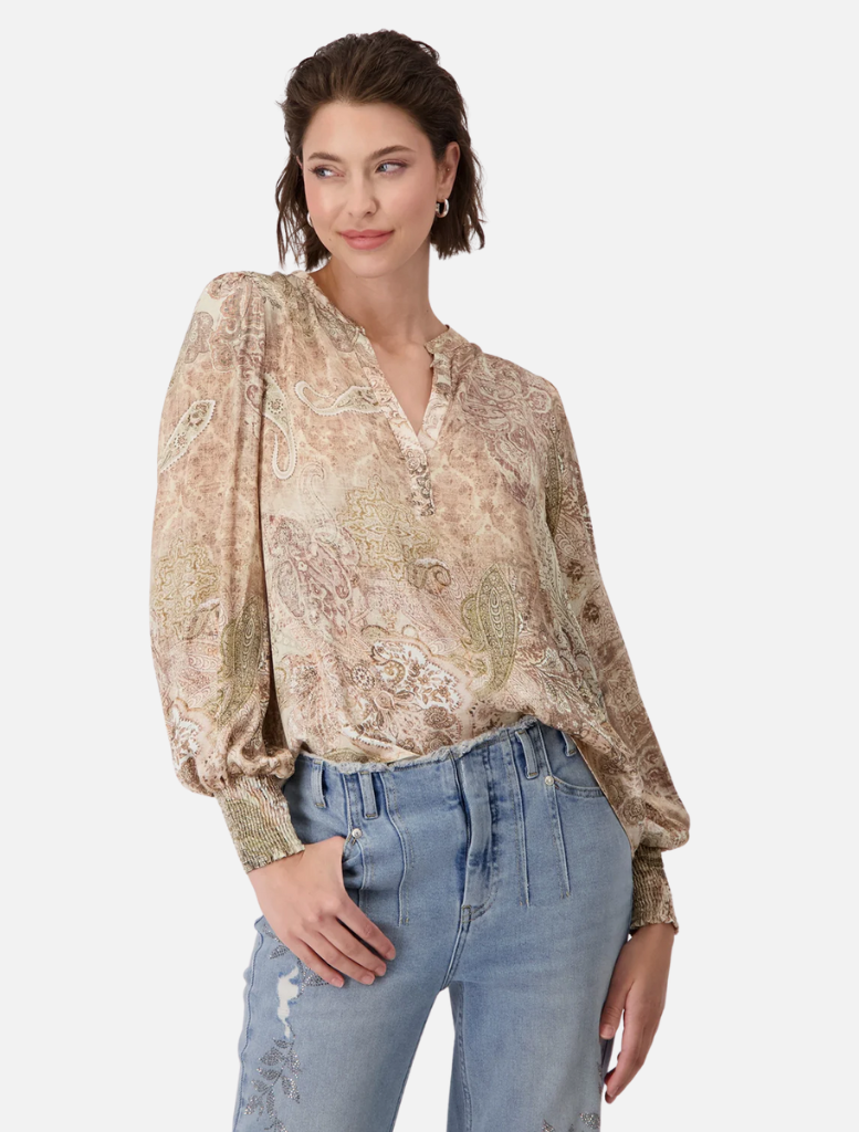 Round Neck Blouse - Brown Sugar Print