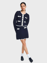 Dark Blue Cardigan with Buttons - Midnight Blue