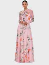 Lilith Tie Neck Maxi Dress - Lavish Print in Pink