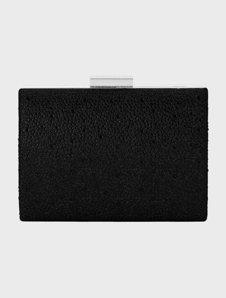 Gabby Metallic Hot Fix Clutch - Black
